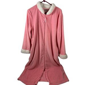 Secret Treasures Fleece Large 12-14 robe large pink white zipper